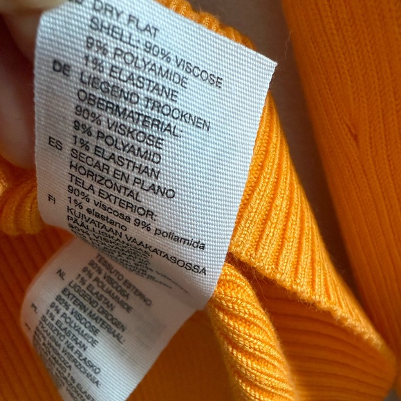 & OTHER STORIES Bright Orange Rib Knit Long Sleeve Top, Size XS - Picture 8 of 10